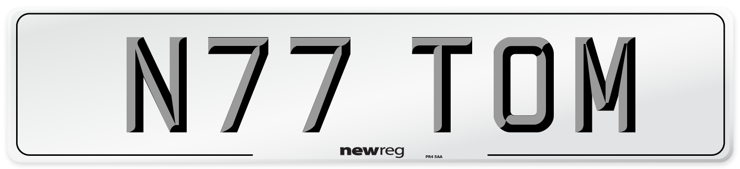 N77 TOM Number Plate from New Reg